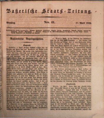 Münchener politische Zeitung (Süddeutsche Presse) Dienstag 17. April 1832