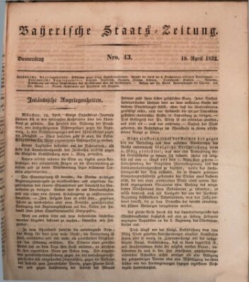 Münchener politische Zeitung (Süddeutsche Presse) Donnerstag 19. April 1832