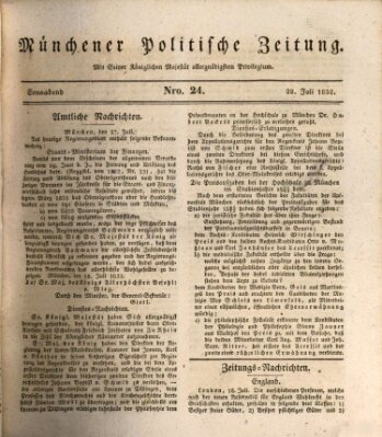 Münchener politische Zeitung (Süddeutsche Presse) Samstag 28. Juli 1832