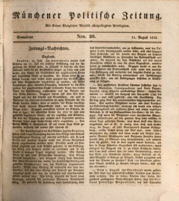 Münchener politische Zeitung (Süddeutsche Presse) Samstag 11. August 1832