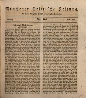 Münchener politische Zeitung (Süddeutsche Presse) Dienstag 30. Oktober 1832