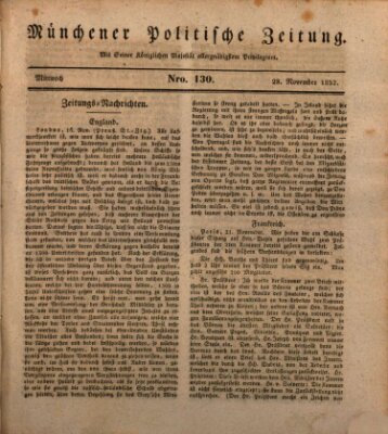 Münchener politische Zeitung (Süddeutsche Presse) Mittwoch 28. November 1832