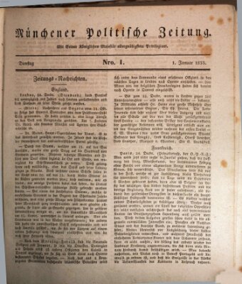 Münchener politische Zeitung (Süddeutsche Presse) Dienstag 1. Januar 1833