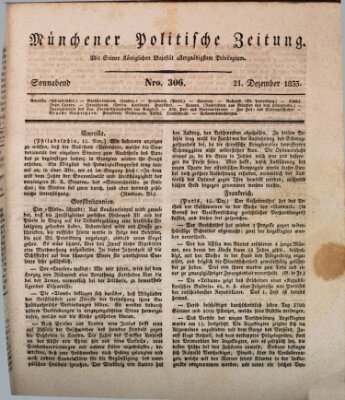 Münchener politische Zeitung (Süddeutsche Presse) Samstag 21. Dezember 1833