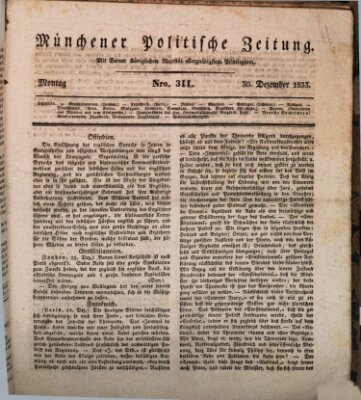 Münchener politische Zeitung (Süddeutsche Presse) Montag 30. Dezember 1833