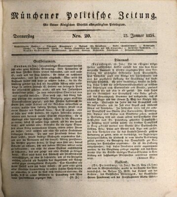 Münchener politische Zeitung (Süddeutsche Presse) Donnerstag 23. Januar 1834