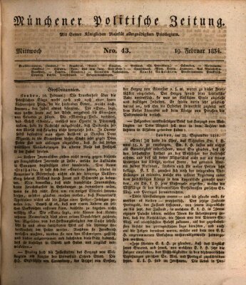 Münchener politische Zeitung (Süddeutsche Presse) Mittwoch 19. Februar 1834