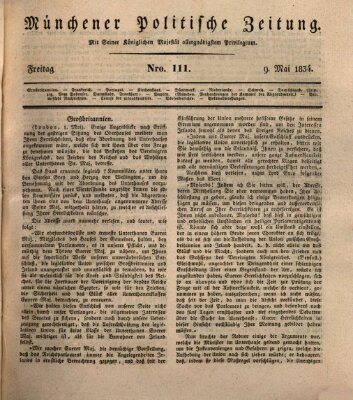 Münchener politische Zeitung (Süddeutsche Presse) Freitag 9. Mai 1834