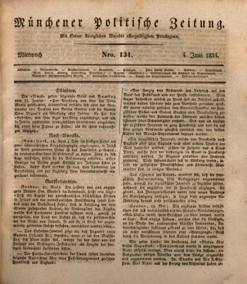 Münchener politische Zeitung (Süddeutsche Presse) Mittwoch 4. Juni 1834