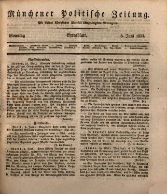 Münchener politische Zeitung (Süddeutsche Presse) Sonntag 8. Juni 1834