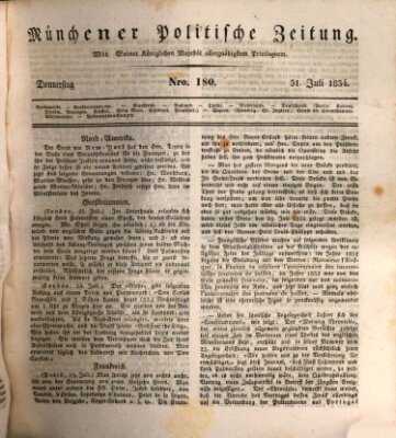 Münchener politische Zeitung (Süddeutsche Presse) Donnerstag 31. Juli 1834