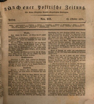 Münchener politische Zeitung (Süddeutsche Presse) Freitag 10. Oktober 1834