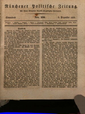 Münchener politische Zeitung (Süddeutsche Presse) Samstag 6. Dezember 1834