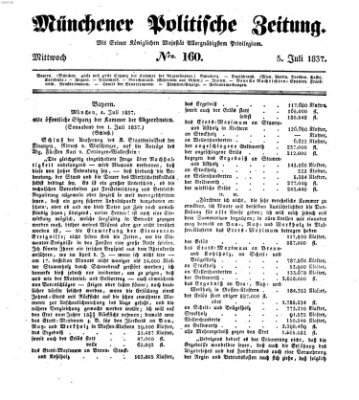 Münchener politische Zeitung (Süddeutsche Presse) Mittwoch 5. Juli 1837