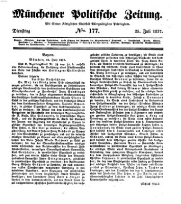 Münchener politische Zeitung (Süddeutsche Presse) Dienstag 25. Juli 1837
