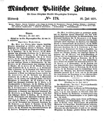 Münchener politische Zeitung (Süddeutsche Presse) Mittwoch 26. Juli 1837