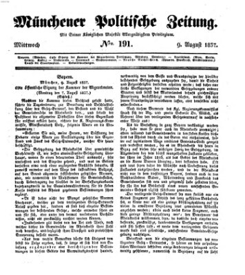 Münchener politische Zeitung (Süddeutsche Presse) Mittwoch 9. August 1837
