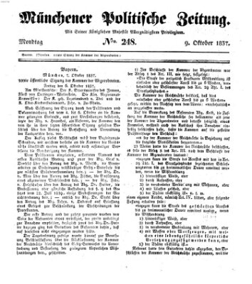 Münchener politische Zeitung (Süddeutsche Presse) Montag 9. Oktober 1837