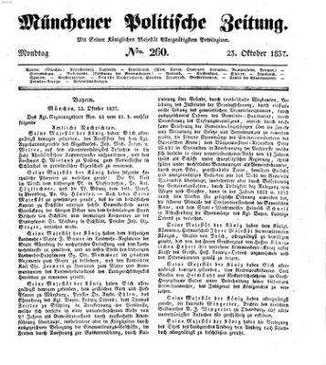 Münchener politische Zeitung (Süddeutsche Presse) Montag 23. Oktober 1837