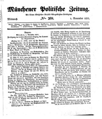 Münchener politische Zeitung (Süddeutsche Presse) Mittwoch 1. November 1837