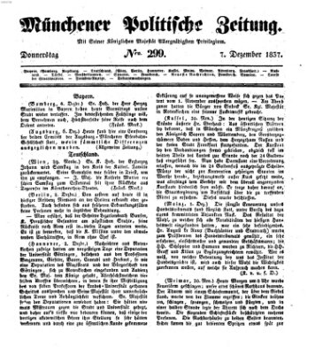 Münchener politische Zeitung (Süddeutsche Presse) Donnerstag 7. Dezember 1837