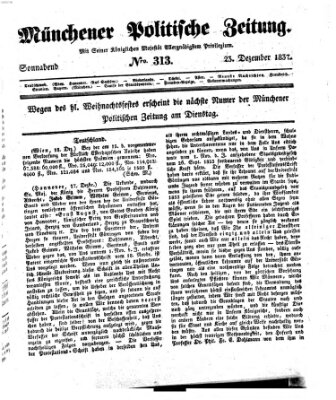 Münchener politische Zeitung (Süddeutsche Presse) Samstag 23. Dezember 1837