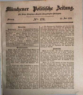 Münchener politische Zeitung (Süddeutsche Presse) Mittwoch 25. Juli 1838
