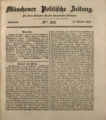 Münchener politische Zeitung (Süddeutsche Presse) Samstag 13. Oktober 1838