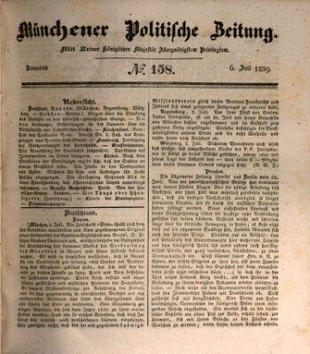 Münchener politische Zeitung (Süddeutsche Presse) Samstag 6. Juli 1839