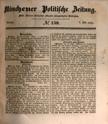 Münchener politische Zeitung (Süddeutsche Presse) Sonntag 7. Juli 1839