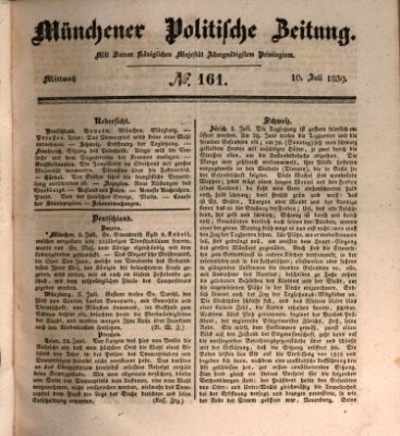 Münchener politische Zeitung (Süddeutsche Presse) Mittwoch 10. Juli 1839