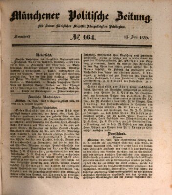 Münchener politische Zeitung (Süddeutsche Presse) Samstag 13. Juli 1839