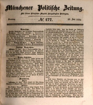 Münchener politische Zeitung (Süddeutsche Presse) Sonntag 28. Juli 1839