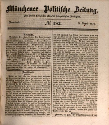 Münchener politische Zeitung (Süddeutsche Presse) Samstag 3. August 1839