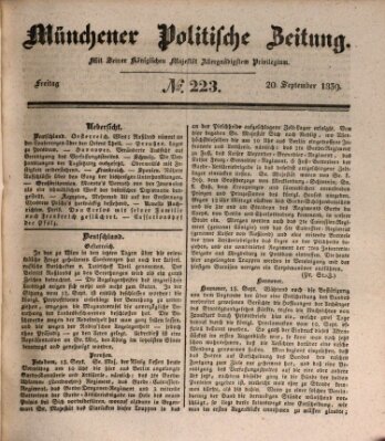 Münchener politische Zeitung (Süddeutsche Presse) Freitag 20. September 1839
