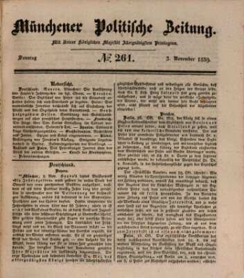 Münchener politische Zeitung (Süddeutsche Presse) Sonntag 3. November 1839