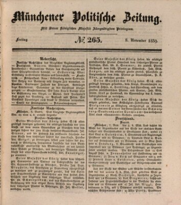 Münchener politische Zeitung (Süddeutsche Presse) Freitag 8. November 1839