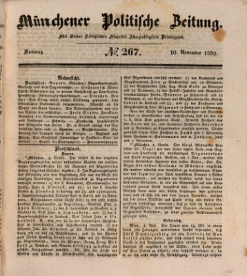 Münchener politische Zeitung (Süddeutsche Presse) Sonntag 10. November 1839