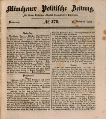 Münchener politische Zeitung (Süddeutsche Presse) Donnerstag 14. November 1839