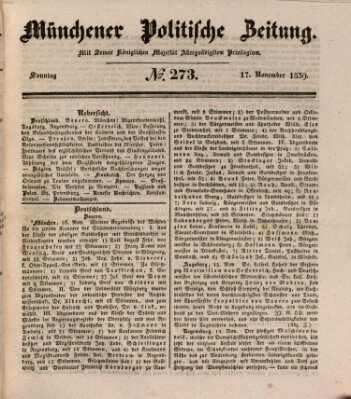 Münchener politische Zeitung (Süddeutsche Presse) Sonntag 17. November 1839