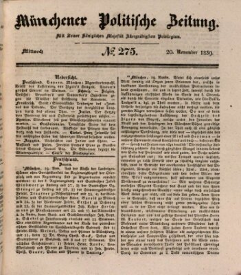 Münchener politische Zeitung (Süddeutsche Presse) Mittwoch 20. November 1839