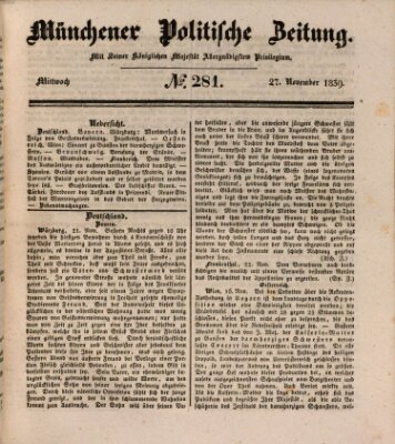 Münchener politische Zeitung (Süddeutsche Presse) Mittwoch 27. November 1839
