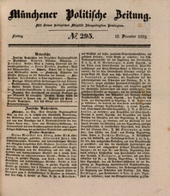 Münchener politische Zeitung (Süddeutsche Presse) Freitag 13. Dezember 1839