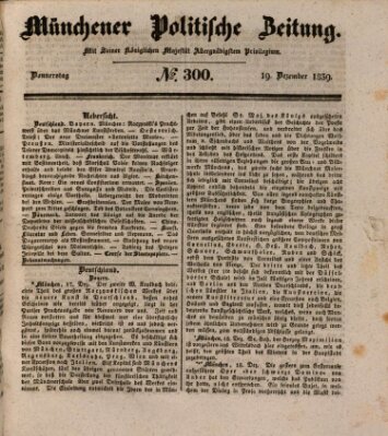 Münchener politische Zeitung (Süddeutsche Presse) Donnerstag 19. Dezember 1839