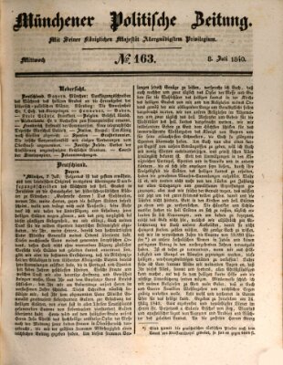 Münchener politische Zeitung (Süddeutsche Presse) Mittwoch 8. Juli 1840