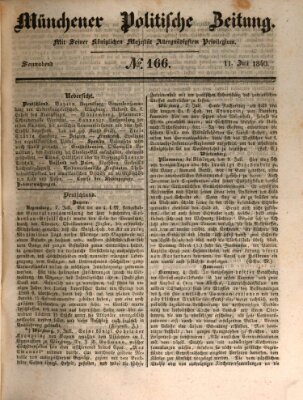 Münchener politische Zeitung (Süddeutsche Presse) Samstag 11. Juli 1840