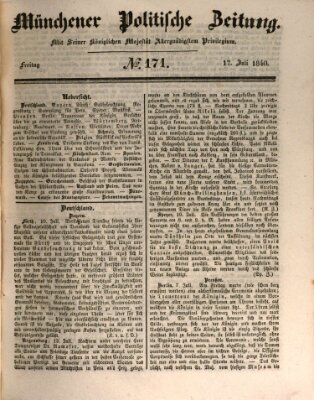Münchener politische Zeitung (Süddeutsche Presse) Freitag 17. Juli 1840