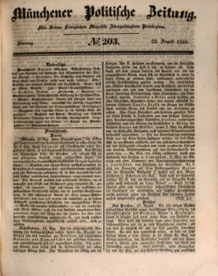 Münchener politische Zeitung (Süddeutsche Presse) Sonntag 23. August 1840