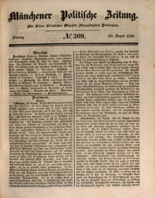 Münchener politische Zeitung (Süddeutsche Presse) Sonntag 30. August 1840
