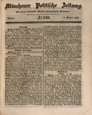 Münchener politische Zeitung (Süddeutsche Presse) Sonntag 4. Oktober 1840